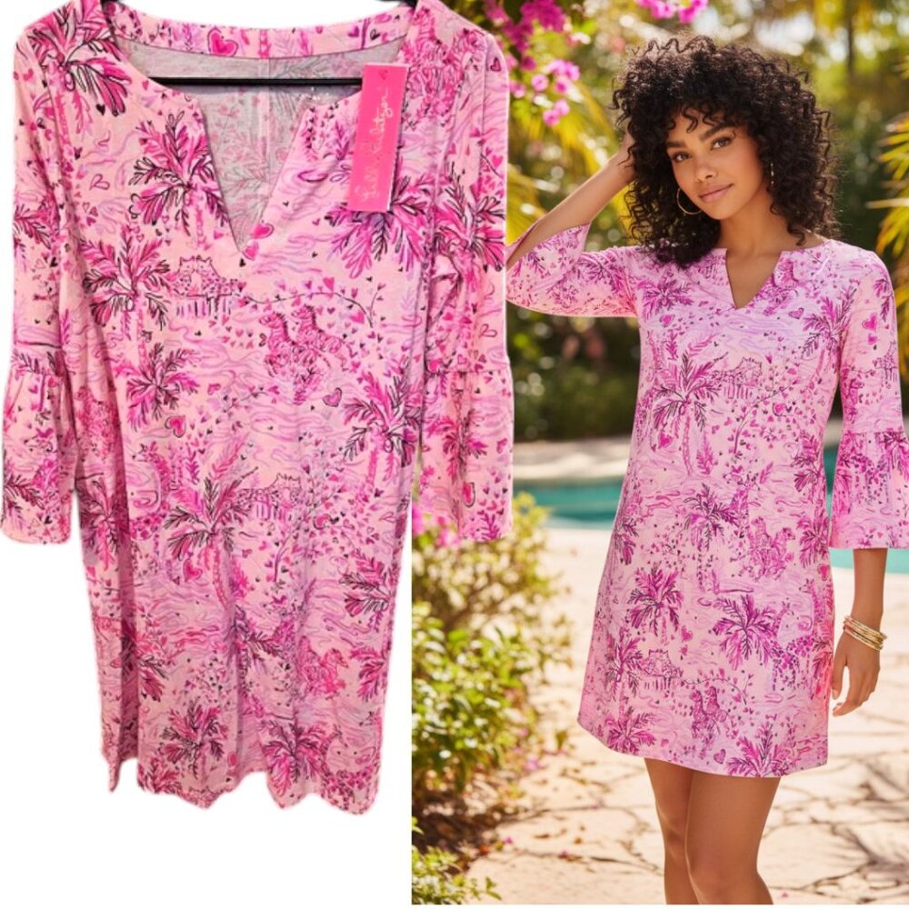 NWT‎ RARE LILLY PULITZER PINK WILD LIFE TOSHA DRESS SMALL